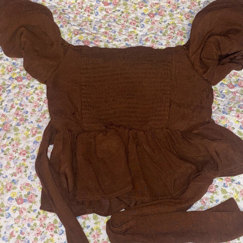 Brown Blouse Tie Infront / Back